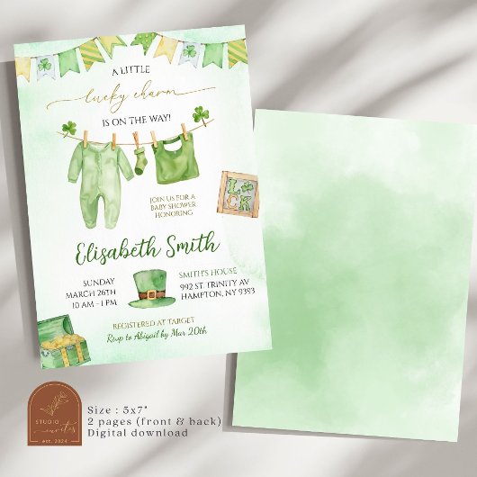 Glück in Charm Baby Clothes Irish Baby Dusche Einladung