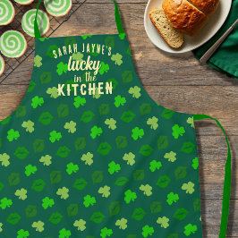Glück in der Kitchen Green St Patrick's Day Schürz Schürze