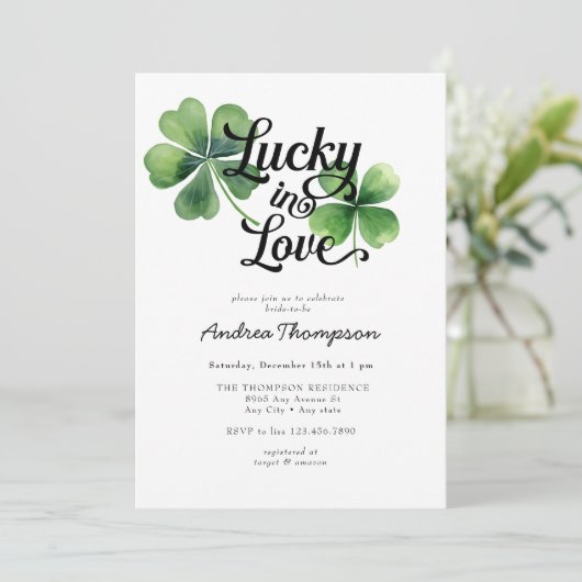 Glück in der Liebe | Brautparty Aquarell Einladung (Stehend Vorderseite)