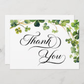 Glück in der Liebe Brautparty Grünes Kleeblatt Dankeskarte (Vorne/Hinten)