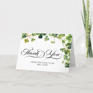 Glück in der Liebe Brautparty Grünes Kleeblatt Dankeskarte