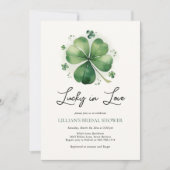 Glück in der Liebe Brautparty Grünes Kleeblatt Einladung (Vorderseite)