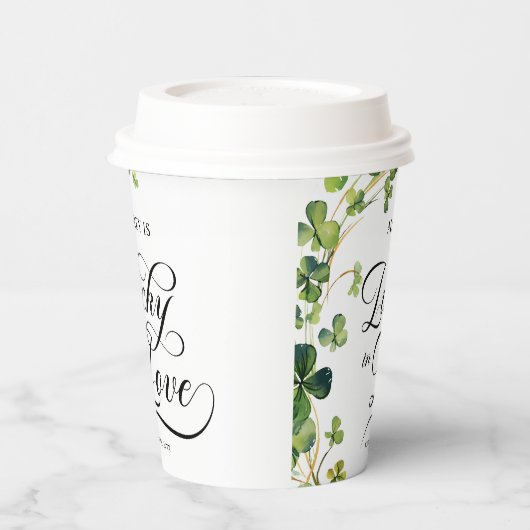 Glück in der Liebe Brautparty Grünes Kleeblatt Pappbecher (Links)