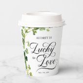 Glück in der Liebe Brautparty Grünes Kleeblatt Pappbecher (Rückseite)