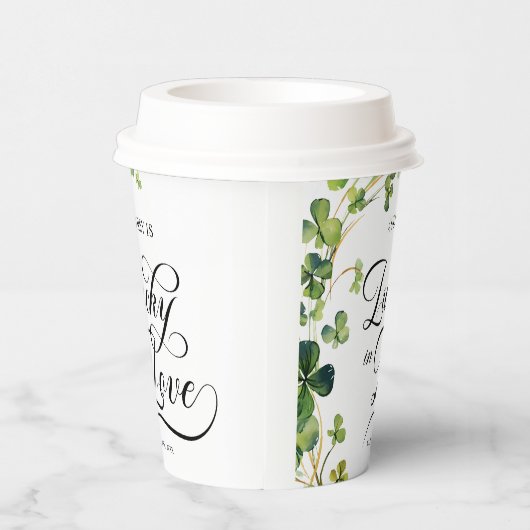 Glück in der Liebe Brautparty Grünes Kleeblatt Pappbecher (Rechts)