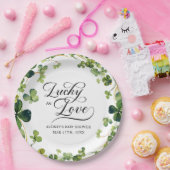 Glück in der Liebe Brautparty Grünes Kleeblatt Pappteller (Party)