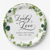 Glück in der Liebe Brautparty Grünes Kleeblatt Pappteller (Vorderseite)