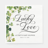 Glück in der Liebe Brautparty Grünes Kleeblatt Serviette (Vorderseite)