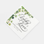 Glück in der Liebe Brautparty Grünes Kleeblatt Serviette (Ecke)