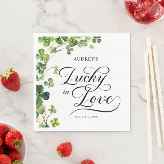 Glück in der Liebe Brautparty Grünes Kleeblatt Serviette (Beispiel)