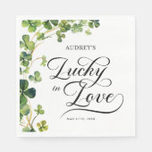 Glück in der Liebe Brautparty Grünes Kleeblatt Serviette (Vorderseite)