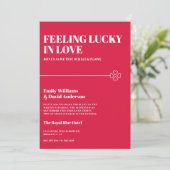 Glück in der Liebe Crimson Red Minimal Wedding Einladung (Stehend Vorderseite)