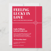 Glück in der Liebe Crimson Red Wedding Einladung (Vorderseite)