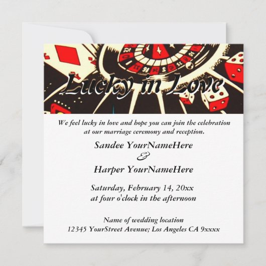 Glück in der Liebe Einladung Hochzeit (Vorderseite)