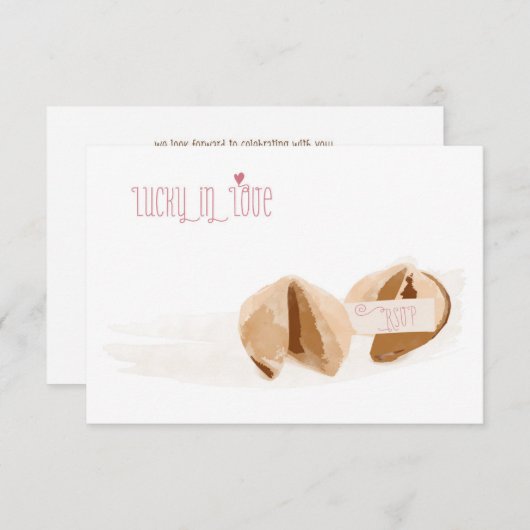 Glück in der Liebe Glückskekse Glückskekse Hochzei RSVP Karte (Vorne/Hinten)