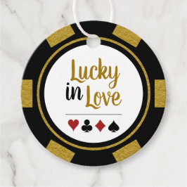 Glück in der Liebe Gold Black Poker Chip Hochzeit Geschenkanhänger