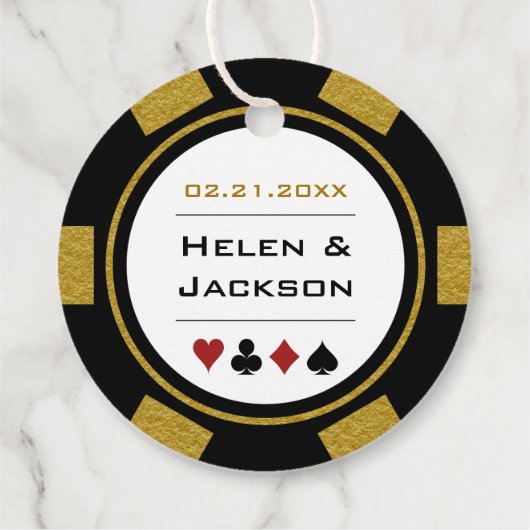Glück in der Liebe Gold Black Poker Chip Hochzeit Geschenkanhänger (Rückseite)