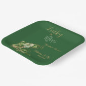 Glück in der Liebe Gold Shimmer Kleeblatt Brautpar Pappteller (Gewinkelt)