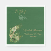 Glück in der Liebe Gold Shimmer Kleeblatt Brautpar Serviette (Vorderseite)