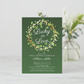 Glück in der Liebe Goldenes Kleeblatt Brautparty Einladung (Stehend Vorderseite)