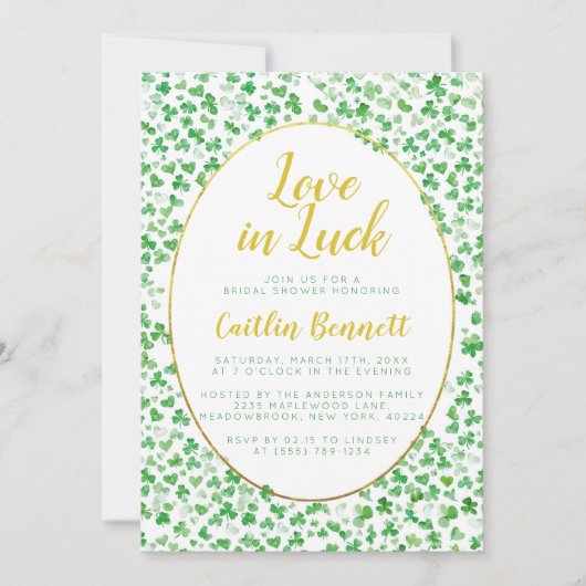 Glück in der Liebe Green St. Patrick's Day Brautpa Einladung (Vorderseite)