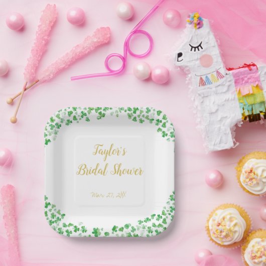 Glück in der Liebe Green St. Patrick's Day Brautpa Pappteller (Party)