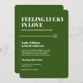 Glück in der Liebe Grün Vier Leaf Minimalistische Einladung (Vorne/Hinten)