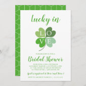 Glück in der Liebe Grünes Herz Kleeblatt Brautpart Einladung (Vorne/Hinten)