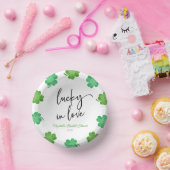 Glück in der Liebe Grünes Kleeblatt Cloues Brautpa Pappteller (Party)