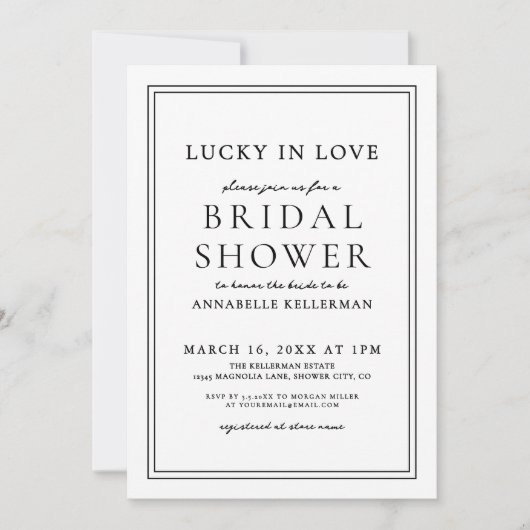 Glück in der Liebe Grünes Kleeblatt Kleeblatt Brau Einladung (Vorderseite)