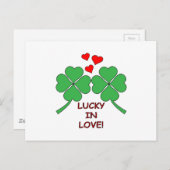 Glück in der Liebe Herz klebrig Postkarte (Vorne/Hinten)