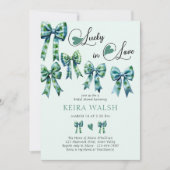Glück in der Liebe Herz und Bögen Grünes Brautpart Einladung (Vorderseite)