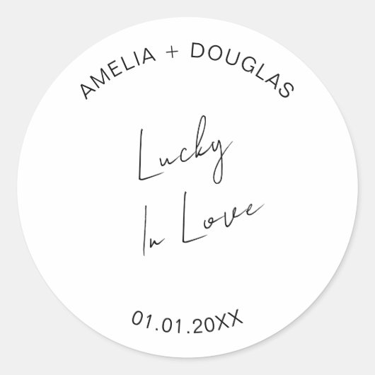Glück in der Liebe Hochzeitsfeier Lottery Gefallen Runder Aufkleber (Vorderseite)