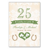 Glück in der Liebe Horseshoe Kleeblatt Hochzeitsnu Tischnummer (Vorderseite)