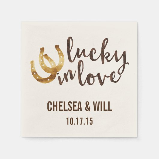 Glück in der Liebe Horseshoe Personalisiert Serviette (Vorderseite)