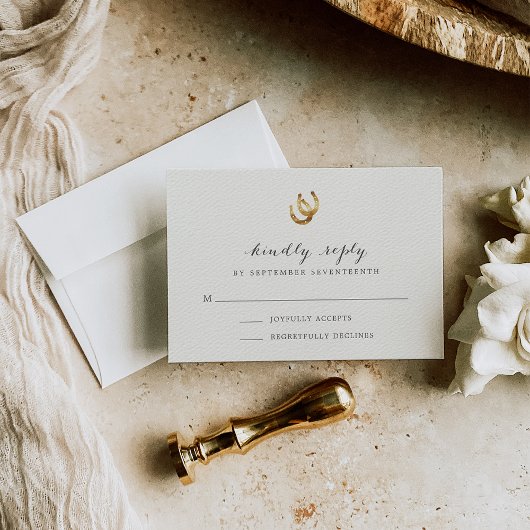 Glück in der Liebe Horseshoe Wedding RSVP Card Karte