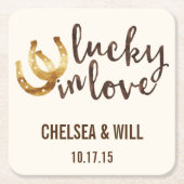 Glück in der Liebe Hufeisen Hochzeiten Untersetzer (Vorderseite)