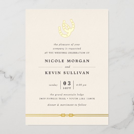 Glück in der Liebe | Hufeisenhochzeit Folieneinladung (Vorderseite)