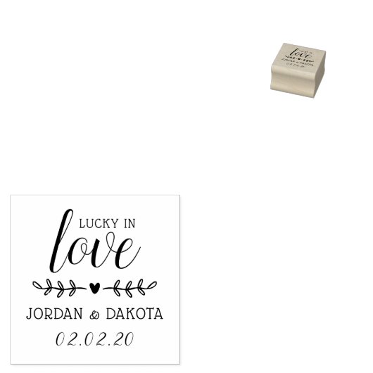 Glück in der Liebe | Individuelle Name & Datum Hoc Gummistempel (Stempel)