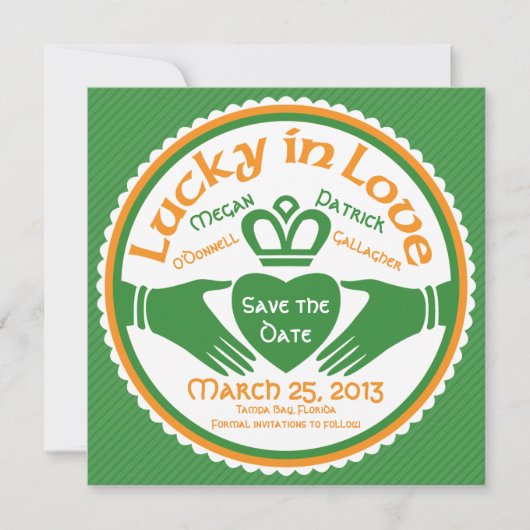 Glück in der Liebe Irish Claddagh Wedding Save the Date (Vorderseite)