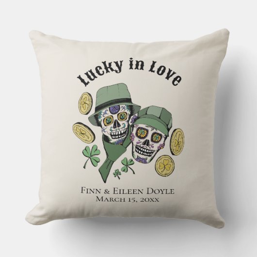 Glück in der Liebe Irish Sugar Skulls neu verheira Kissen (Vorderseite)