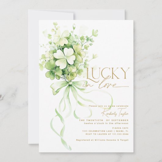 Glück in der Liebe Kleeblatt St. Patrick's Brautpa Einladung (Vorderseite)