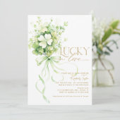 Glück in der Liebe Kleeblatt St. Patrick's Brautpa Einladung (Stehend Vorderseite)