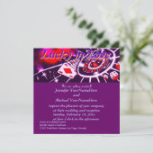 Glück in der Liebe Lila Casino Thema Einladung (Stehend Vorderseite)