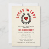 Glück in der Liebe Retro Horseshoe Brautparty Einladung (Vorderseite)