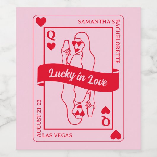 Glück in der Liebe Rosa und Rot Bachelorette Gefal Weinetikett (Einzelnes Label)