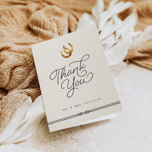 Glück in der Liebe   Rustikale Hufeisen Hochzeit Dankeskarte