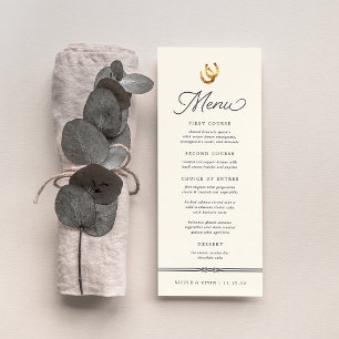 Glück in der Liebe   Rustikale Hufeisen Hochzeit Menükarte