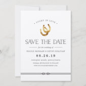 Glück in der Liebe | Rustikale Hufeisen Hochzeit Save The Date (Vorderseite)