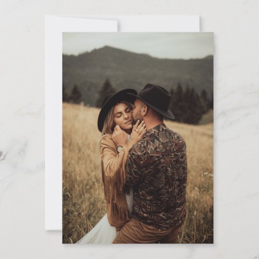 Glück in der Liebe | Rustikales Foto Save The Date (Rückseite)